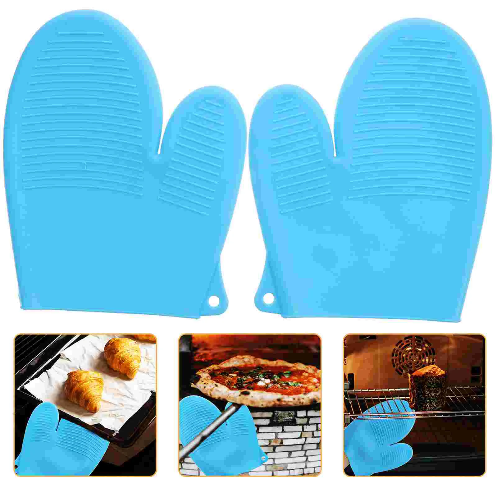 2 Pcs Placemat Mitts Oven Mittens Food Safety Gloves Anti-oxidation Heat Resistant Kitchen Non-slip