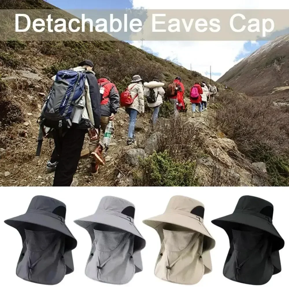 1pc Sunshade Hat Big Eave Hat Mask Fishing Hat Outdoor Work Climbing Hiking Caps Sun Protection Detachable Sun Sports Caps