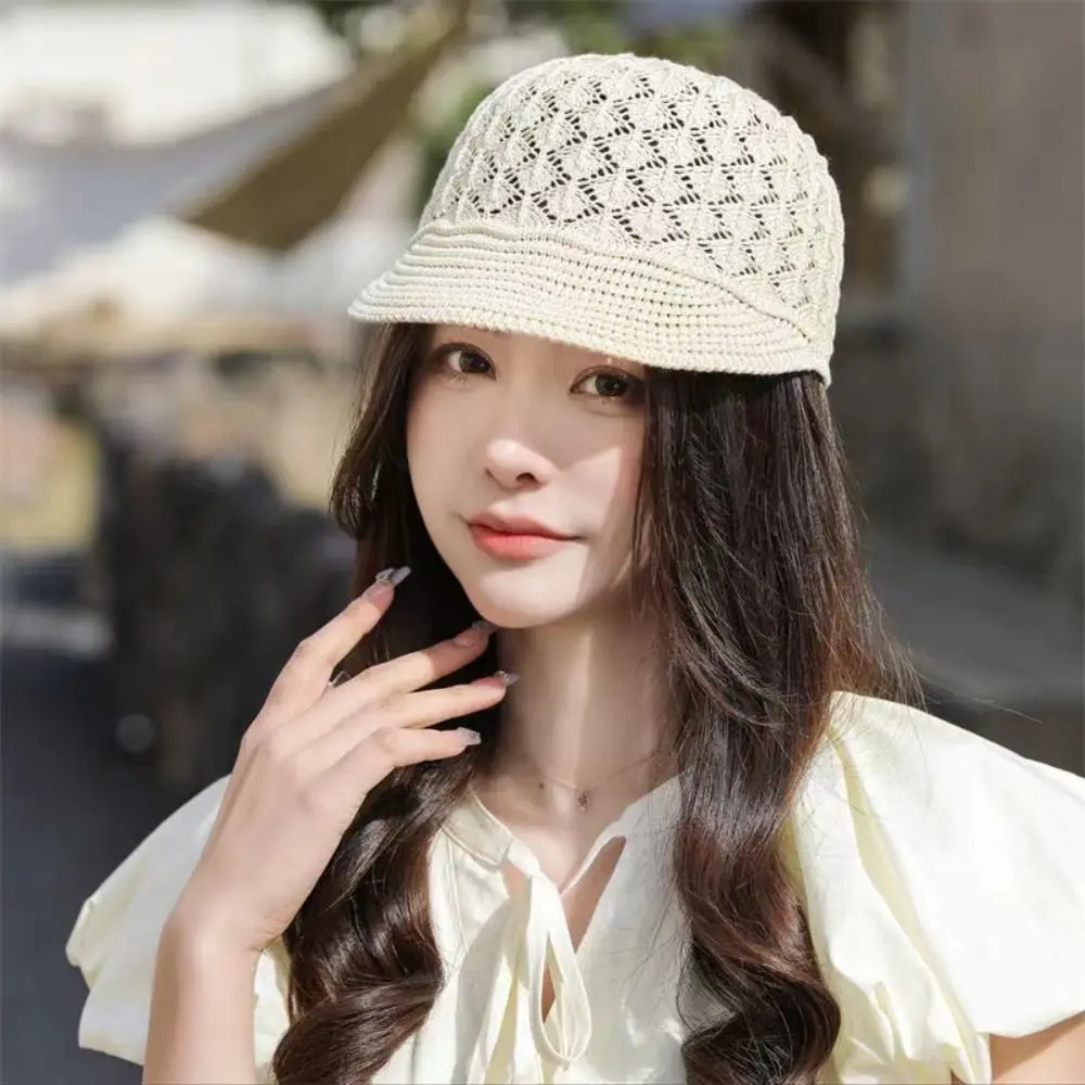 Hollow Design Headband Women's Bucket Hats Beret Hat Women's Spring/Summer Peaked Cap