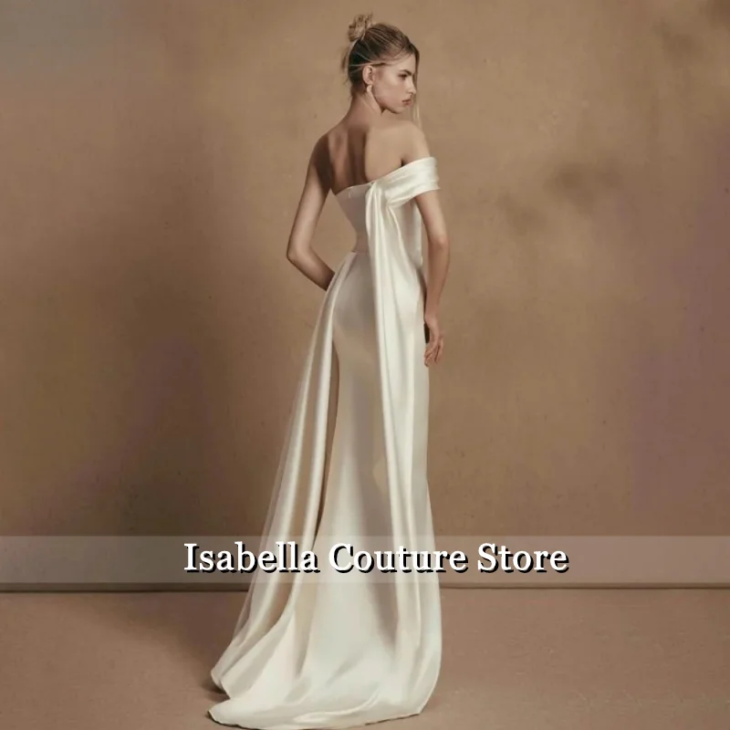 Ivory Simple One Shoulder Prom Gown Trumpet Corset Back Party Dresses with Pleats for Special Events Customized