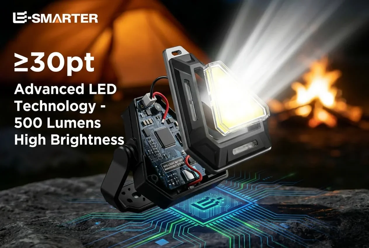 Magnetic Rechargeable Outdoor Flashlight, Triangle Red Blue Warning Camping Lamp, Compact Portable Multi-Purpose Light