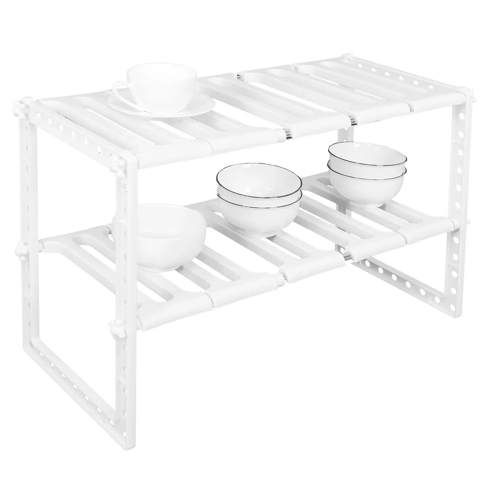 2-Tier Telescopic Sink Rack Organizer - Kitchen & Bathroom Shelf Storage Holder