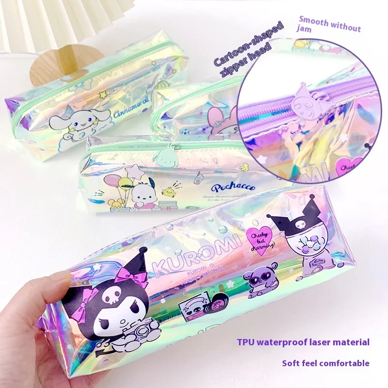 Kawaii Sanrio Kuromi Melody Pacha Dog Tpu Pen Bag Cartoon Students Storage Bag Stationery Back To School  Christmars  Gifts