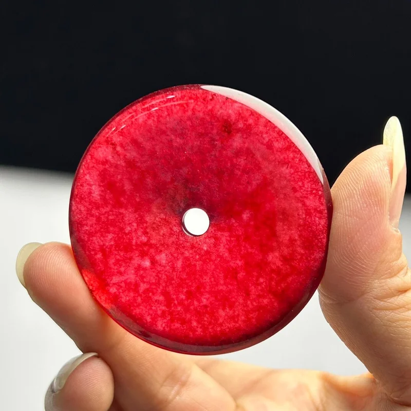 

Certified Natural High Ice Red Jade Jadeite Peace bule Pendant&NelacesPeace buckle