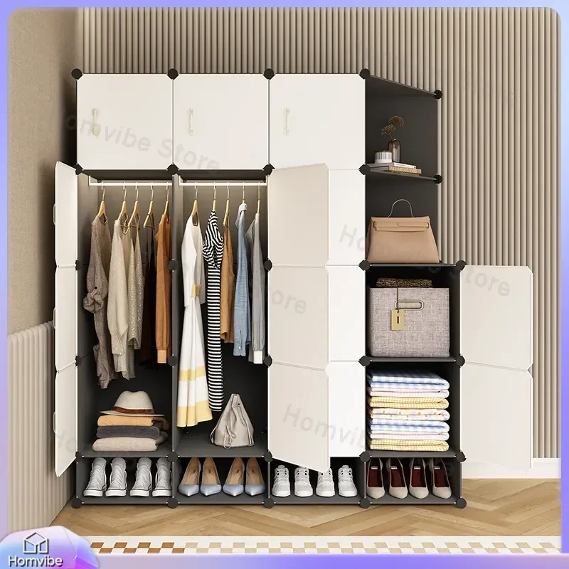 Simple Wardrobe Bedroom Household Assembly Small Closet Rental Room Economical Single Fabric Storage Cabinet for Small