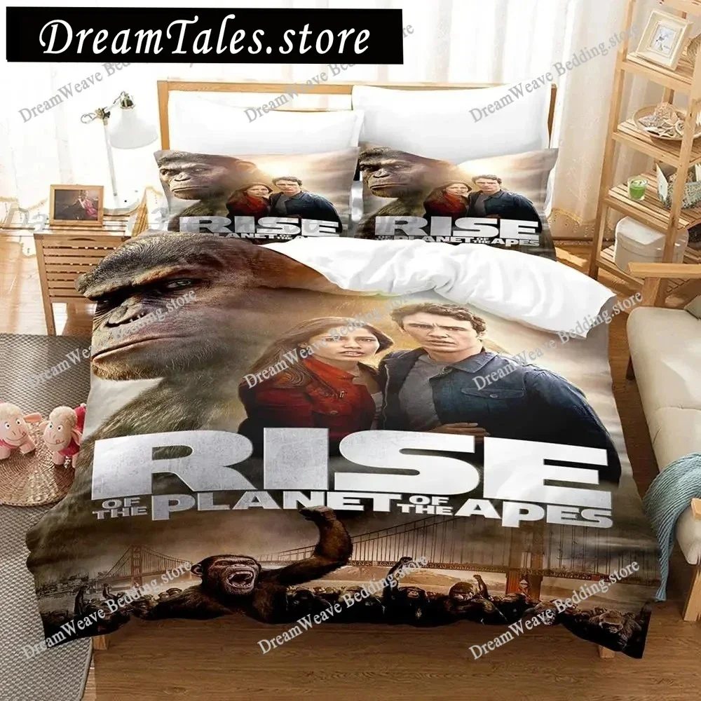 

3D Print P-Planet of The Apes Bedding Set Duvet Cover Bed Set Quilt Cover Pillowcase Comforter King Queen Size Boys Adult
