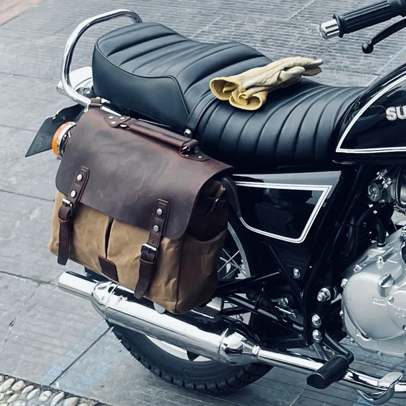 【Premium】For Chinchilla Graystone 250 CM300 Flash 350 VOGE CU525. Vintage motorcycle-style canvas shoulder bag with di