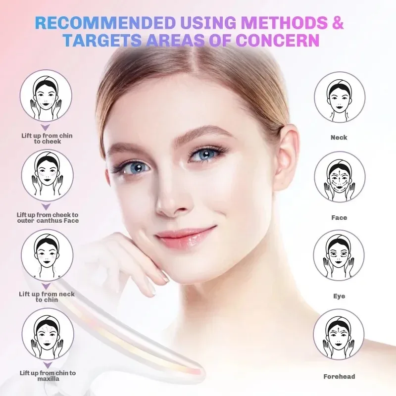 Dispositivo de belleza facial para cuello, terapia de fotones LED roja, estiramiento de la piel, reducción de la papada, removedor de doble mentón, rejuvenecimiento antiarrugas, masaje de elevación