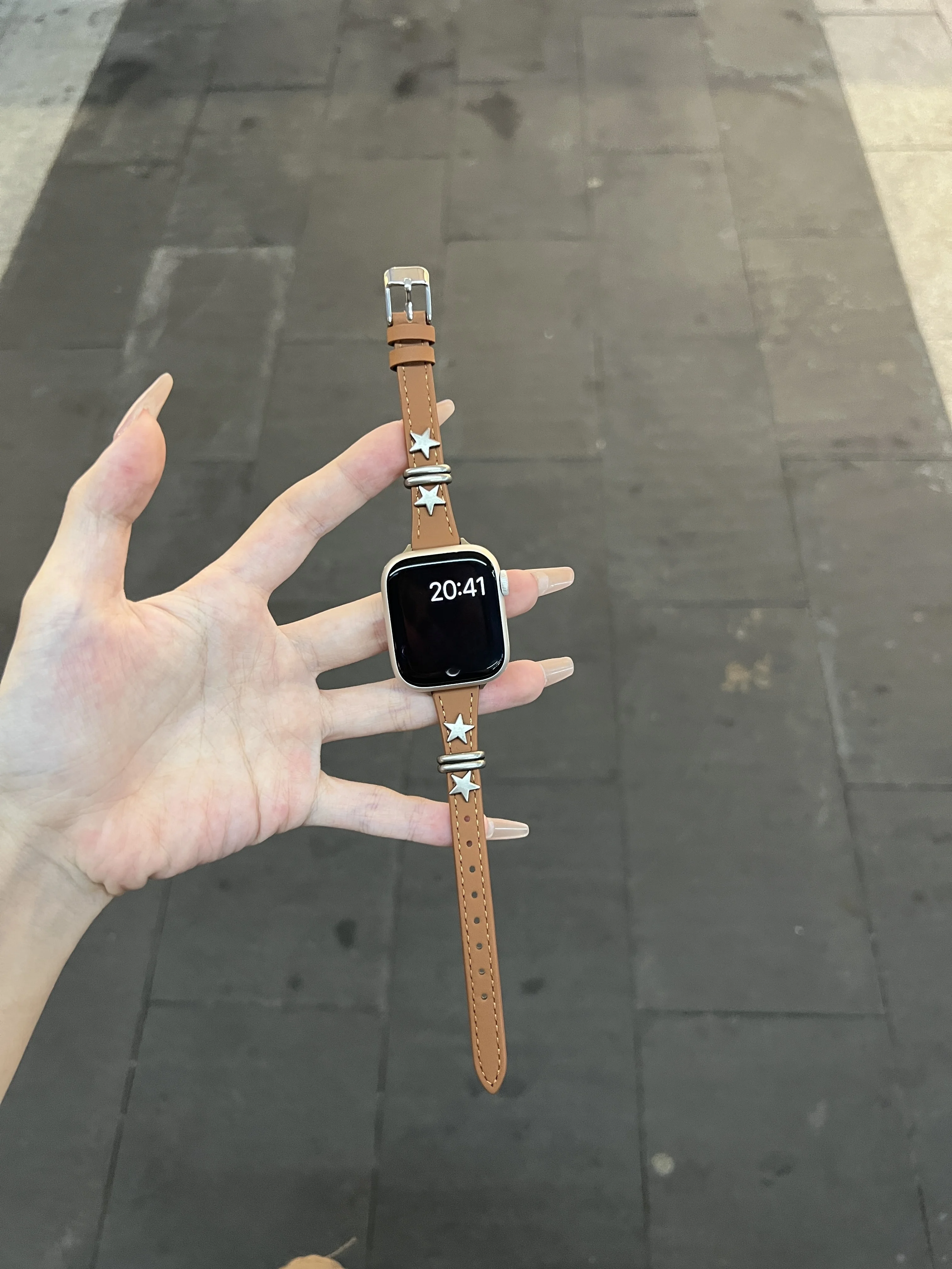 

Кожаный ремешок Star, совместимый с iWatch, 38 мм, 40 мм, 41 мм, 42 мм, 44 мм, 45 мм, 49 мм, модный ремешок