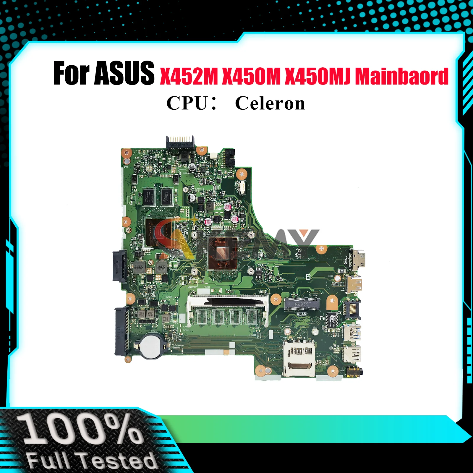 

X450MD Laptop Motherboard For ASUS VivoBook X450MD X452M X450M X450MJ Notebook Mainboard With Celeron CPU tests OK fast shipping