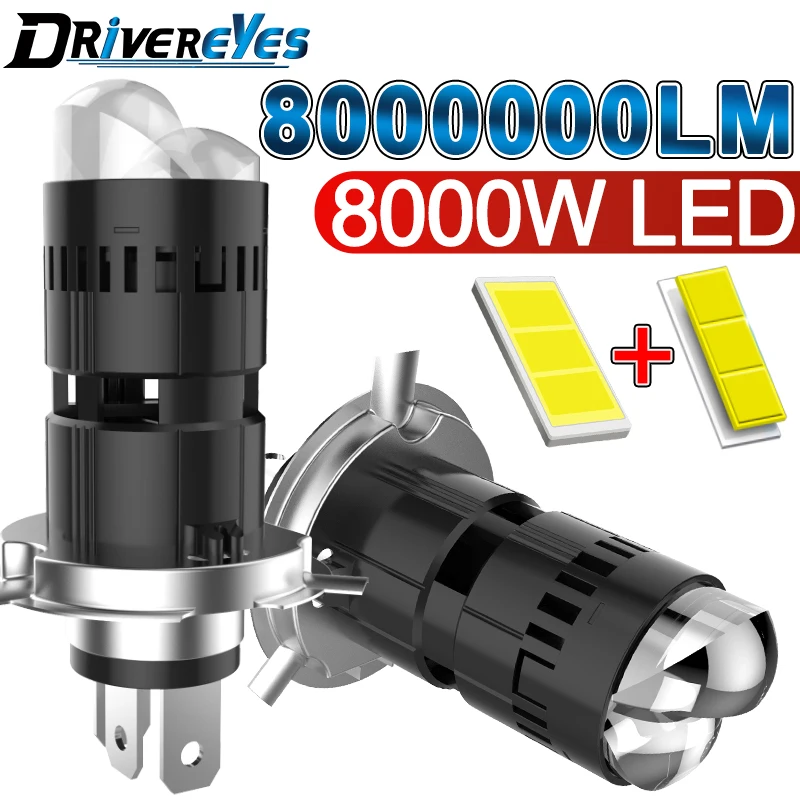 

8000W High Power LED Car Headlight Bulb 8000000LM H4/9003/HB2 Projector Lens 6000K Hi/Lo Beam Auto Lamps Plug & Play with Canbus