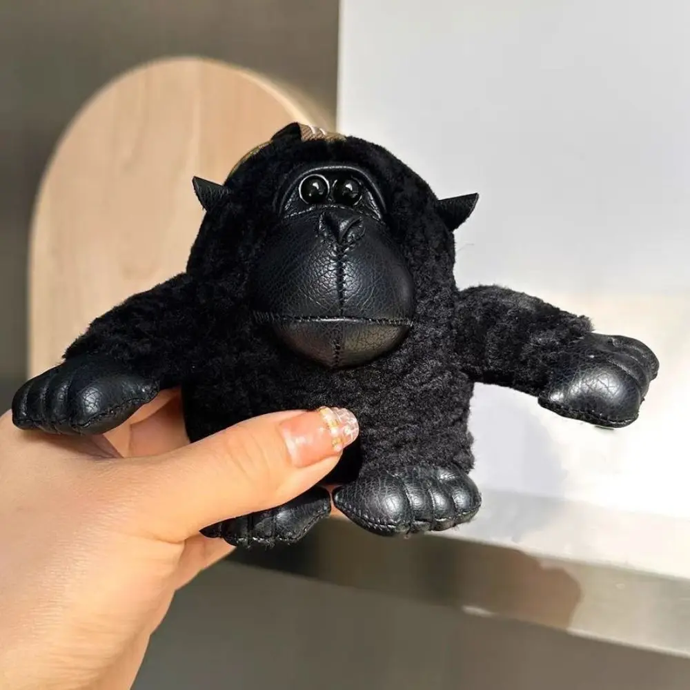 Fashion Real Wool Gorilla Fur Key Chains Bag Charm Hanging Ornaments Monkey Black Stuffed Animals Fur Key Chains Car Keyring