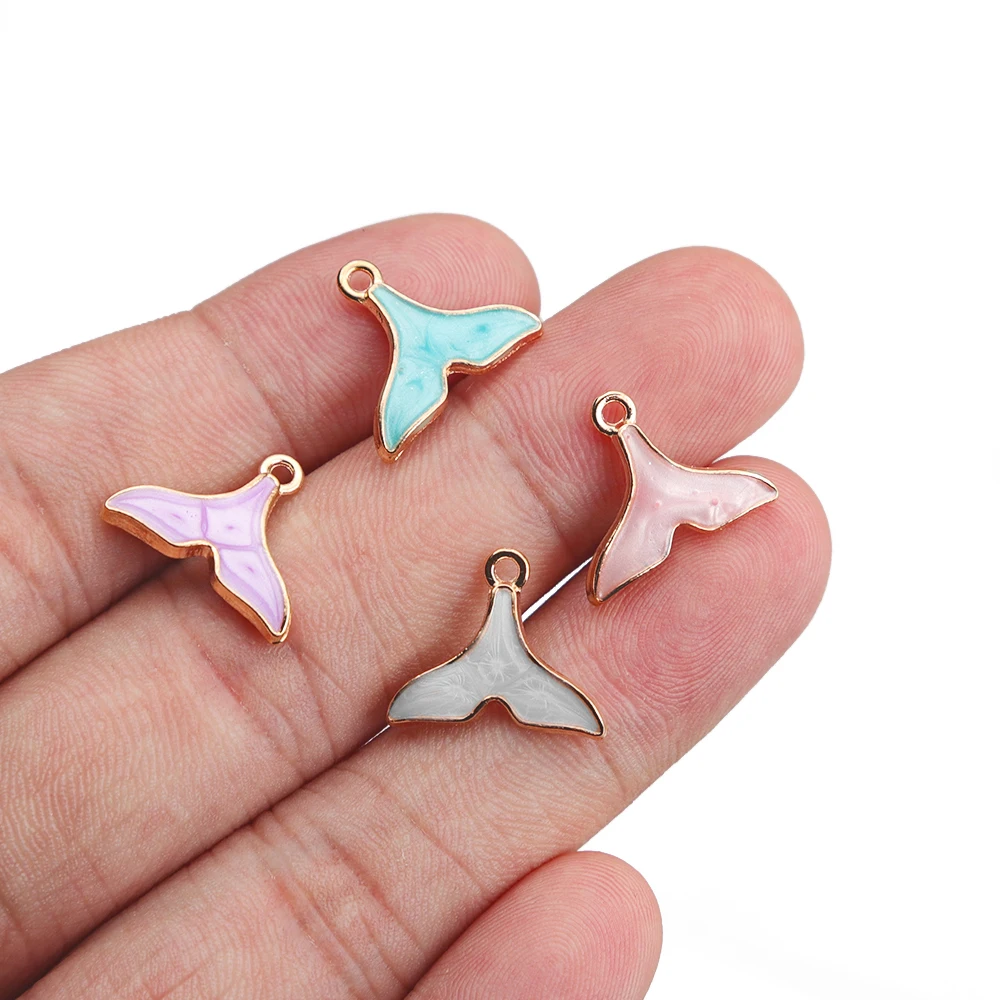 

10Pcs Enamel Mermaid Tail Charms Sea Ocean Whale Fish Tail Charms for DIY Earrings Bracelet Necklace Jewelry Making Accessories