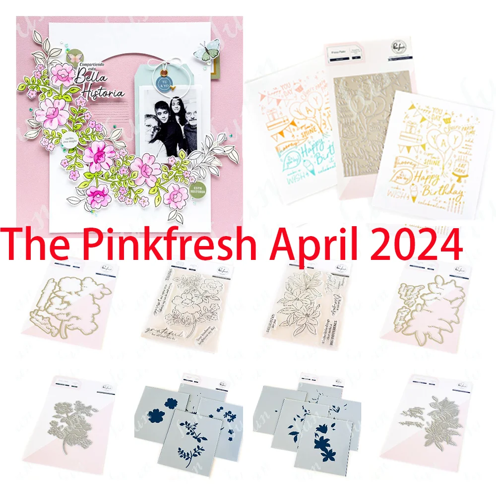 

April New Metal Cutting Dies for Scrapbooking 2024 Mother's Day Gift Craft Flowers Stamps Layered Stencils and Hot Foil Plates