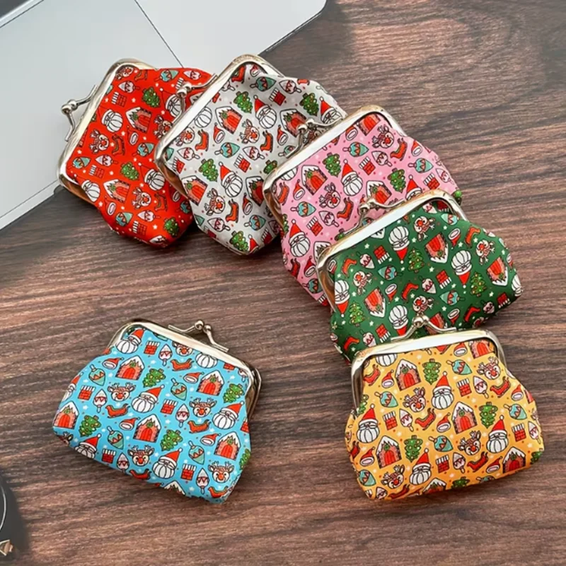 6pcs Creative Christmas series clips, zero wallet, coin bag, mini storage bag, personalized handbag, holiday gift package