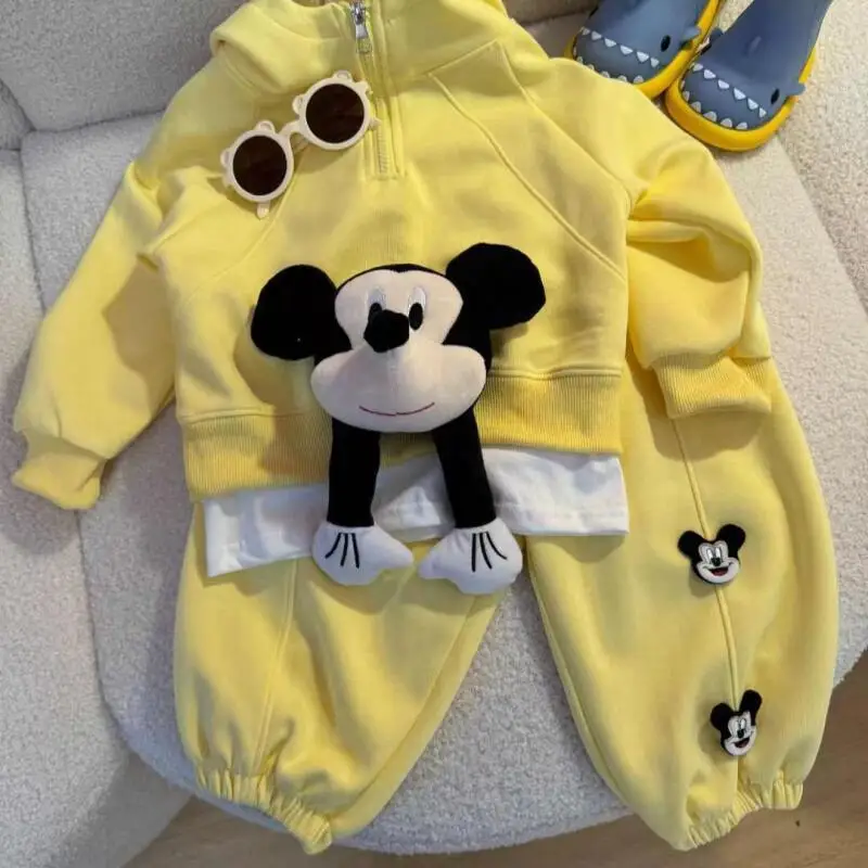 

Zootopia Disney Mickey Sports Suit 2026 Autumn Fashion False Two Pieces Cute Girl Cartoon Comfortable Hooded Sweatshirt Pants