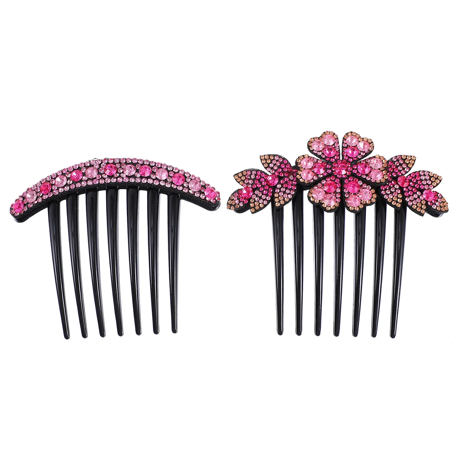 

2 шт. заколки для волос с цветами и стразами, блестящие розовые заколки-вилки, стильные аксессуары для волос для свадьбы, вечеринки, выпускного вечера, фотосессии