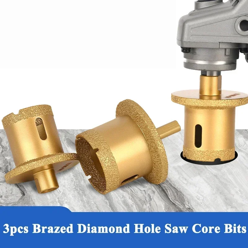 

3PCS Hole Opener Grinder Drill Bit Brazed Diamond Hole Saw Core Bits Diamond Drill Hand Tools for Marble Washbasin Hole Opener