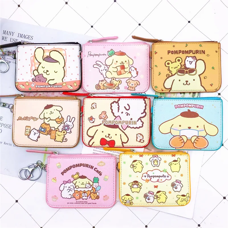 Hello Kitty Kawaii Coin Purses Sanrio Melody Kuromi Cinnnamoroll Pudding Dog Cute Wallet  Keychain Bags Card Holder Clutch Pouch