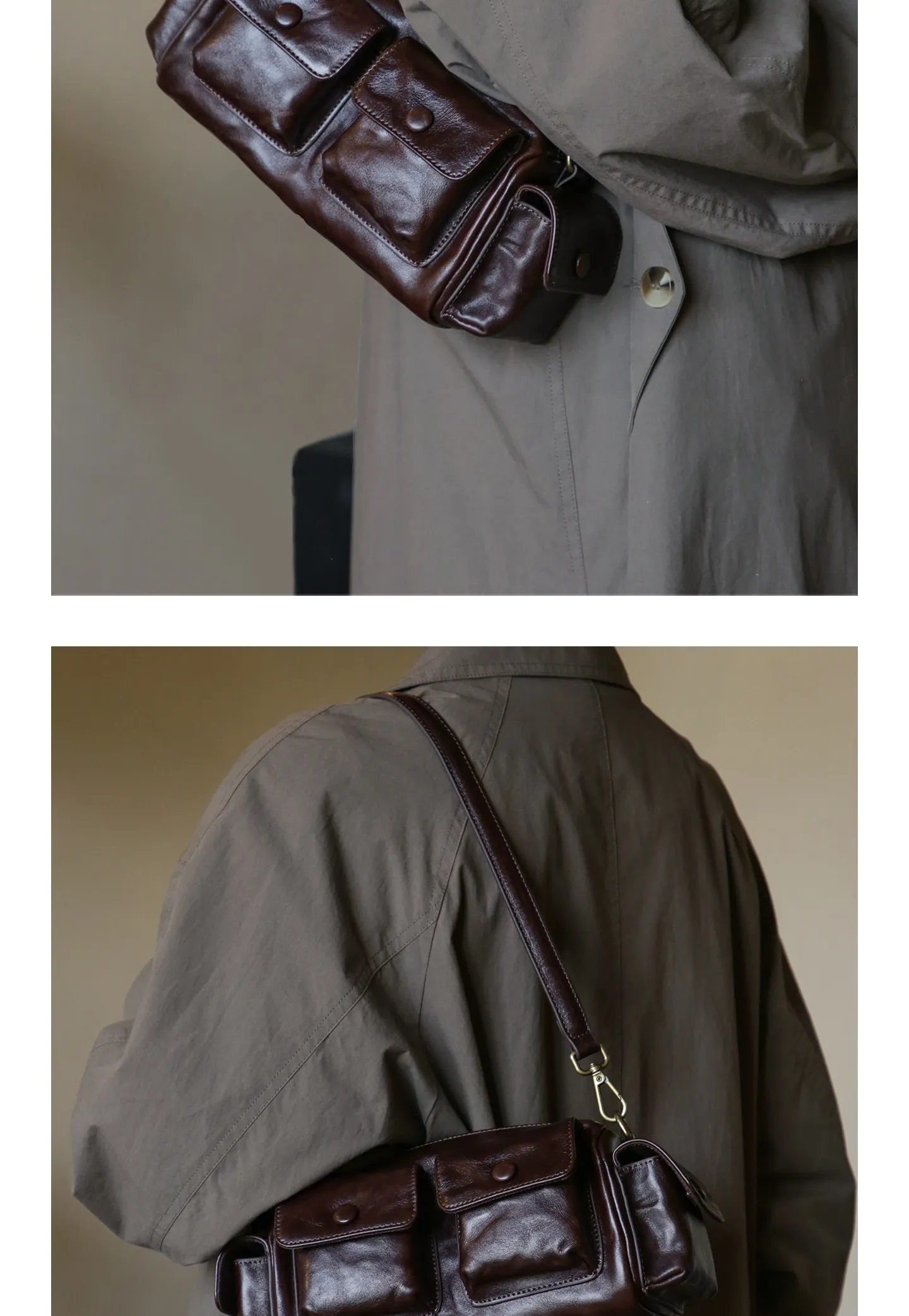 Designer-Handtasche aus handgefertigtem Rindsleder der ersten Schicht für Damen, lässige Reisetasche aus echtem Leder, Damen-Umhängetasche. – Detail 4