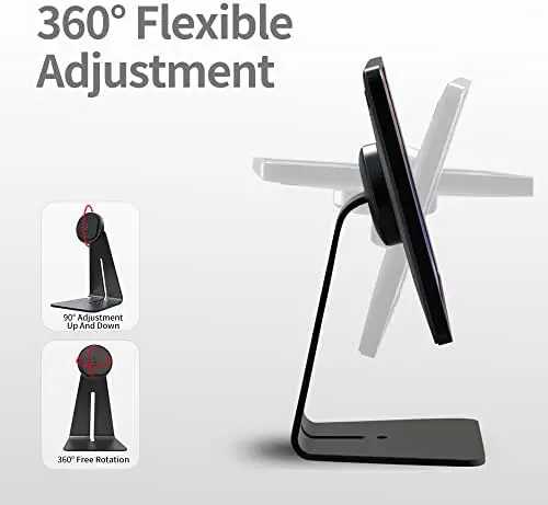 Classic L-Shape iPad Stand 18W Fast Charger 360-Degree Rotation 90-Degree Tilt Sturdy Metal Base Strong Magnets Stand Tablets PC