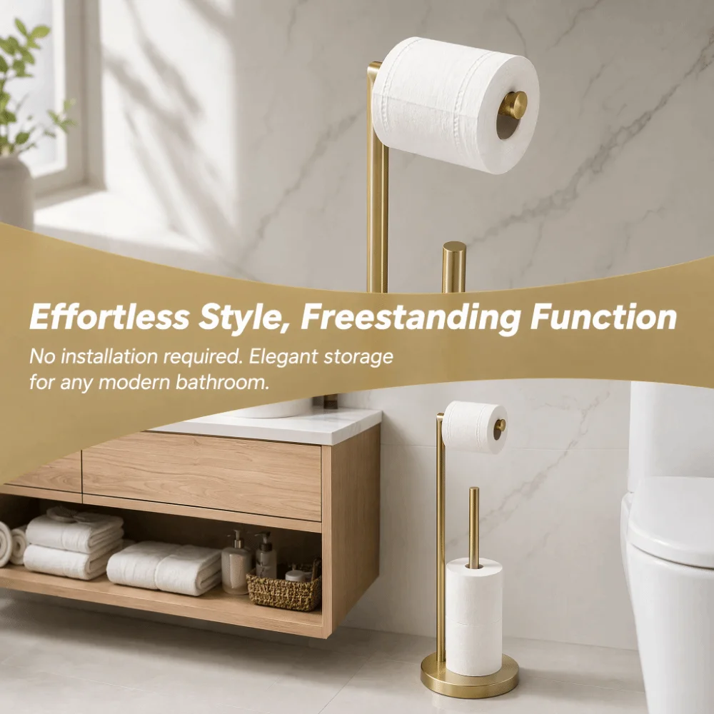 Stainless Steel Toilet Paper Holder Reserve Storage Jumbo Roll Fit Paper Holder Stand Stable Standing No Install