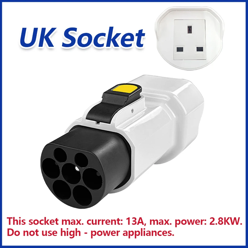 EVqiaoyi 220V Type 2 mannelijke stekker naar Schuko-aansluiting, EV-auto-accessoiresconnector voor Type2-laadstations, oplaadscooters