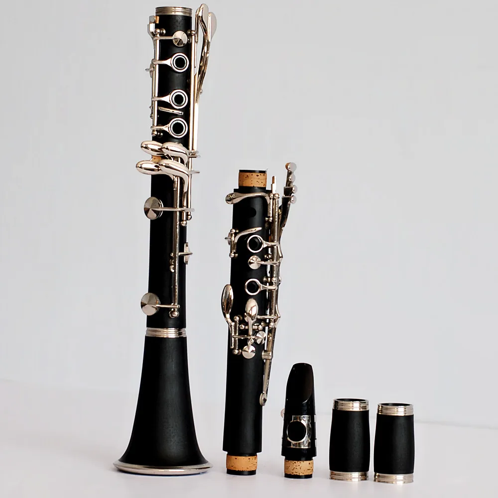 A‑Tone 17‑Key Clarinet Bakelite Black Body Nickel‑Plated Keys Woodwind Instrument With Canvas Carry Case