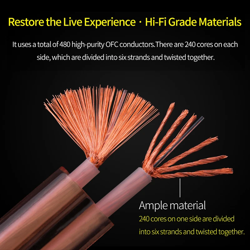 زوج واحد من كابل مكبر الصوت HiFi من النحاس الخالي من الأكسجين OFC قابس الموز إلى قابس الموز كابل مكبر الصوت كابل مكبر الصوت المركزي #4
