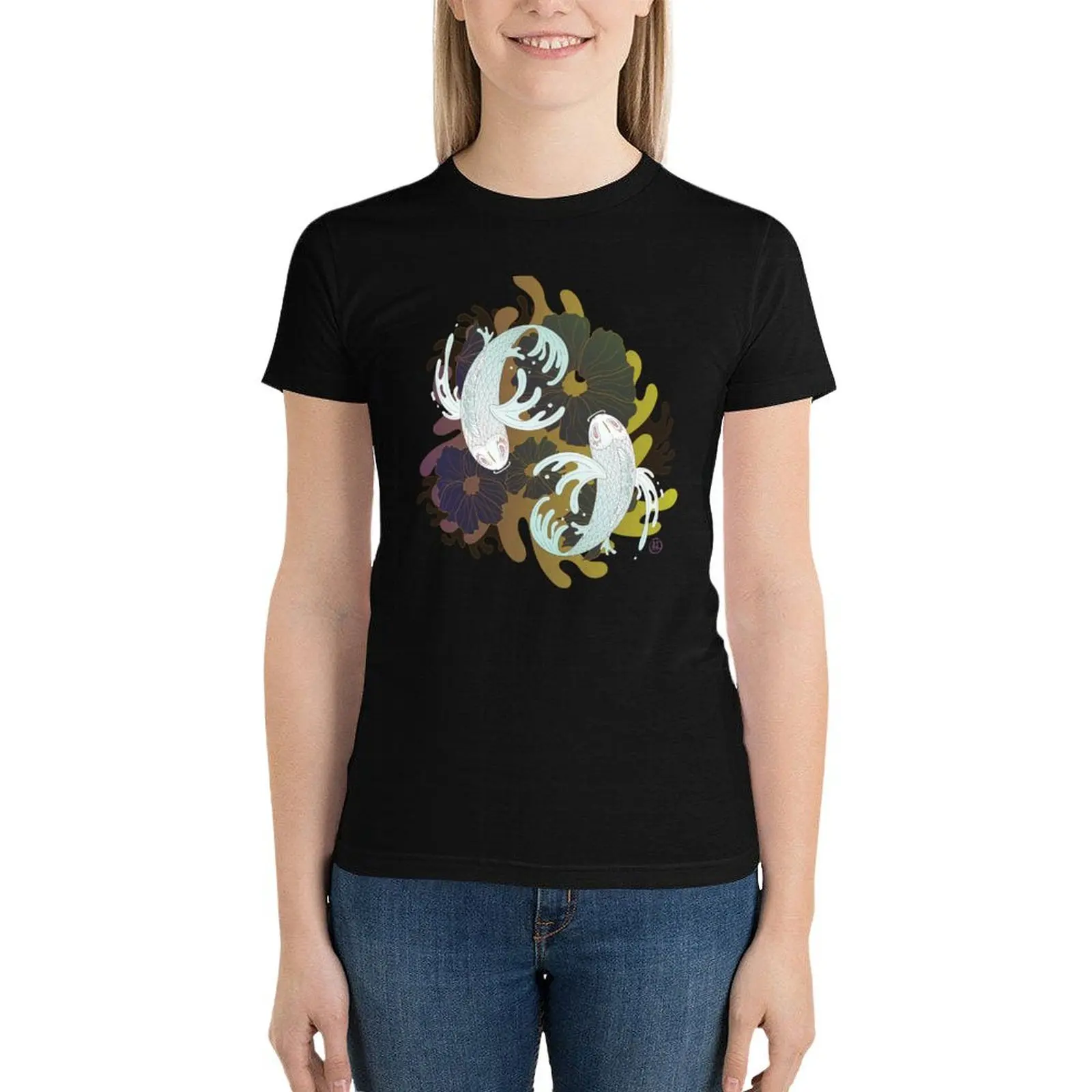 

Like fish to water T-Shirt tees Short sleeve tee lady clothes black t-shirts for Women
