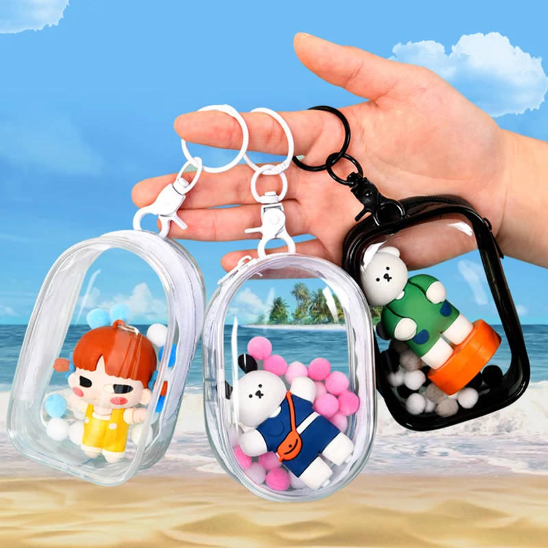 Cute Fashion Jewelry Organizer Transparent Storage Box Pouch Mystery Box Keychain Bag Thicken Wallet Doll Bag Storage Case