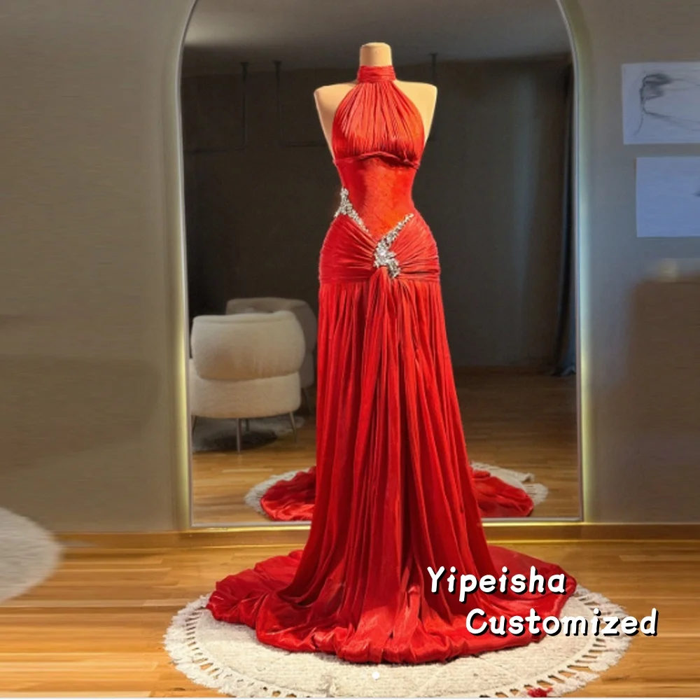 

Customized Saudi Arabia Mermaid Prom Evening Dresses Sleeveless Beadings Party Dress Women Cocktail Prom Gowns