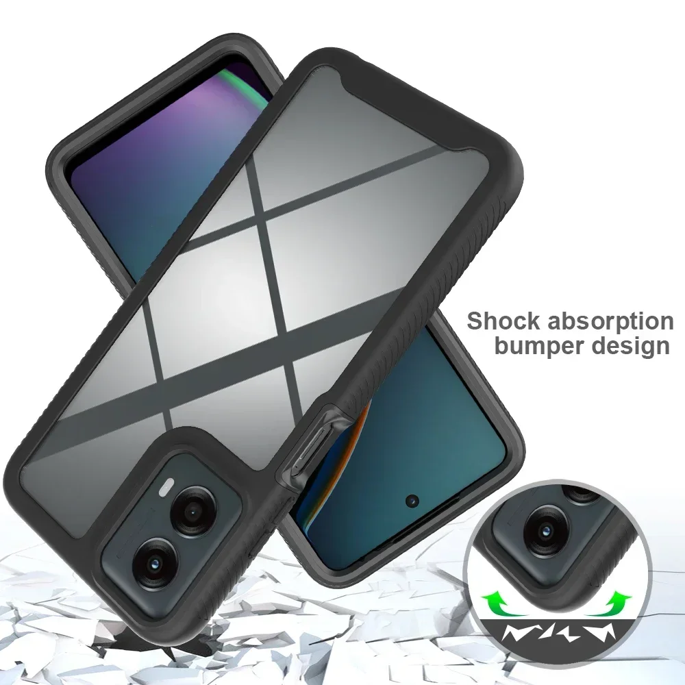 2 in 1 Hybrid Armor Shockproof Case For Motorola Moto G 5G 2024 6.6 inches Hard Plastic TPU Frame Transparent Acrylic Back Cover