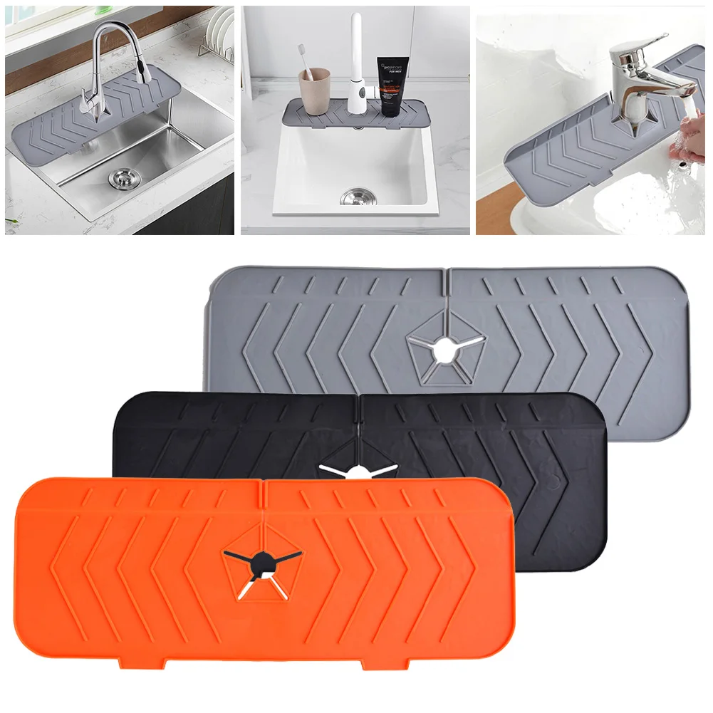 Splash Water Catcher Mat Water Drying Pads Sink Draining Pad Faucet Mat Kitchen 1pcs Brand New High Quality Orange/black/gray