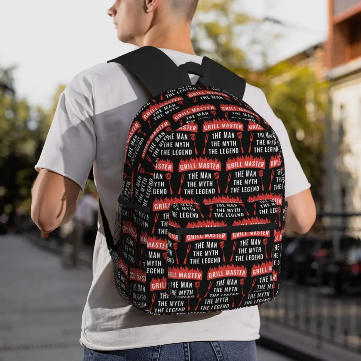 

Dad The Man The Myth Grill Master Legend Backpack Daypack Large Capacity Kids BookBag School Bag Shoulder Bags for Men Women