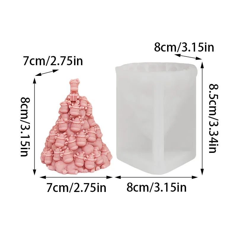 Giraffe Stacking Christmas Tree Silicone Mold Christmas Hat-Wearing Giraffe Tower Aromatherapy Candle DIY Resin Plaster Handmade Mold