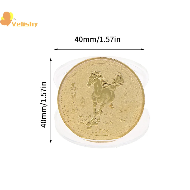 2026 سنة الحصان الصينية محظوظ تذكارية عملة الحديد الحرف 40 مللي متر زودياك الحصان التذكارية ميدالية الحدث هدية #6