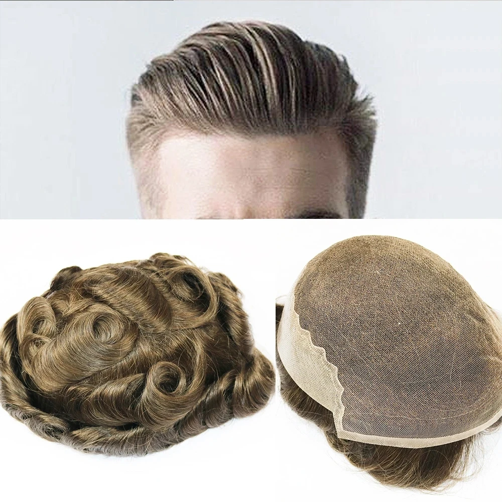 Onzichtbare Haarlijn 100% Menselijk Haar Pruik Q6 Lace Toupee Heren Pruik Swiss Lace Pu Base Pruik Haar Vervanging Systeem Unit Man Pruik