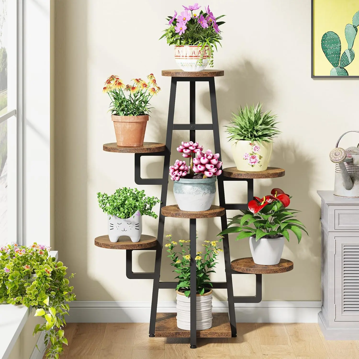 

Tribesigns 7Tier Plant Stand Indoor for Multiple Plants,Wooden Corner Plant Pots Holder Rack Flower Tall Shelf Planter Organizer