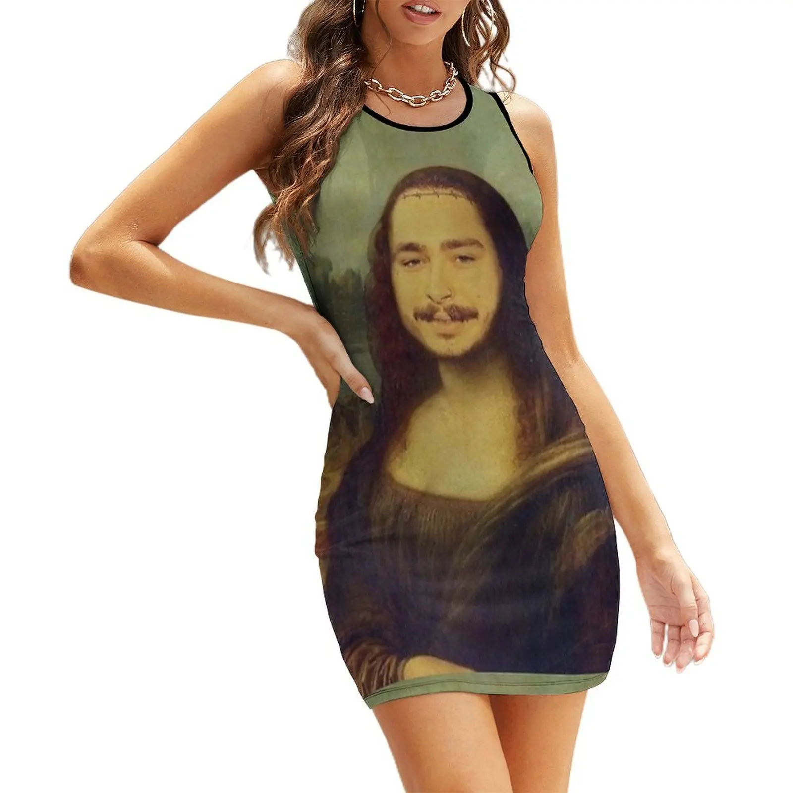 

Post Malonalisa - Funny Mona Lisa mash up Sleeveless Sundress women's evening dresses 2025 dress women summer