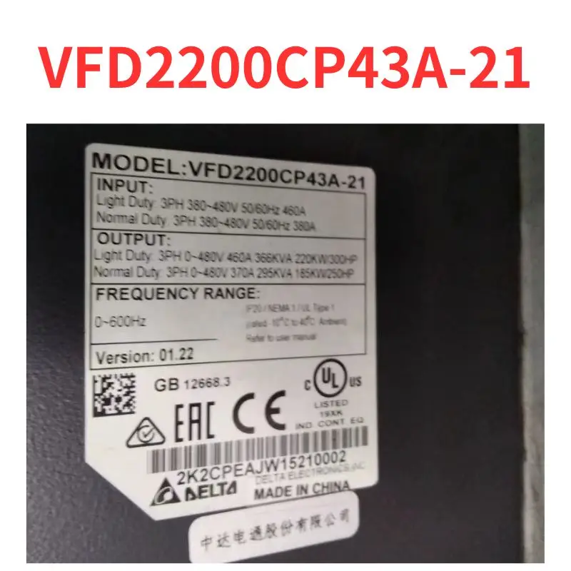 Second-hand    VFD2200CP43A-21   inverter   test  OK     Fast Shipping