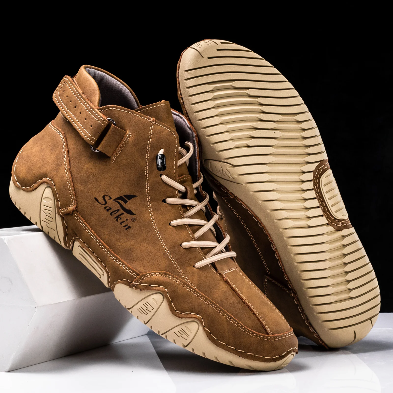 Hot 2025 New Men's Winter Cotton Shoes High Fashion Casual New Tide Ankle Boots Flat Korean Tool Batch