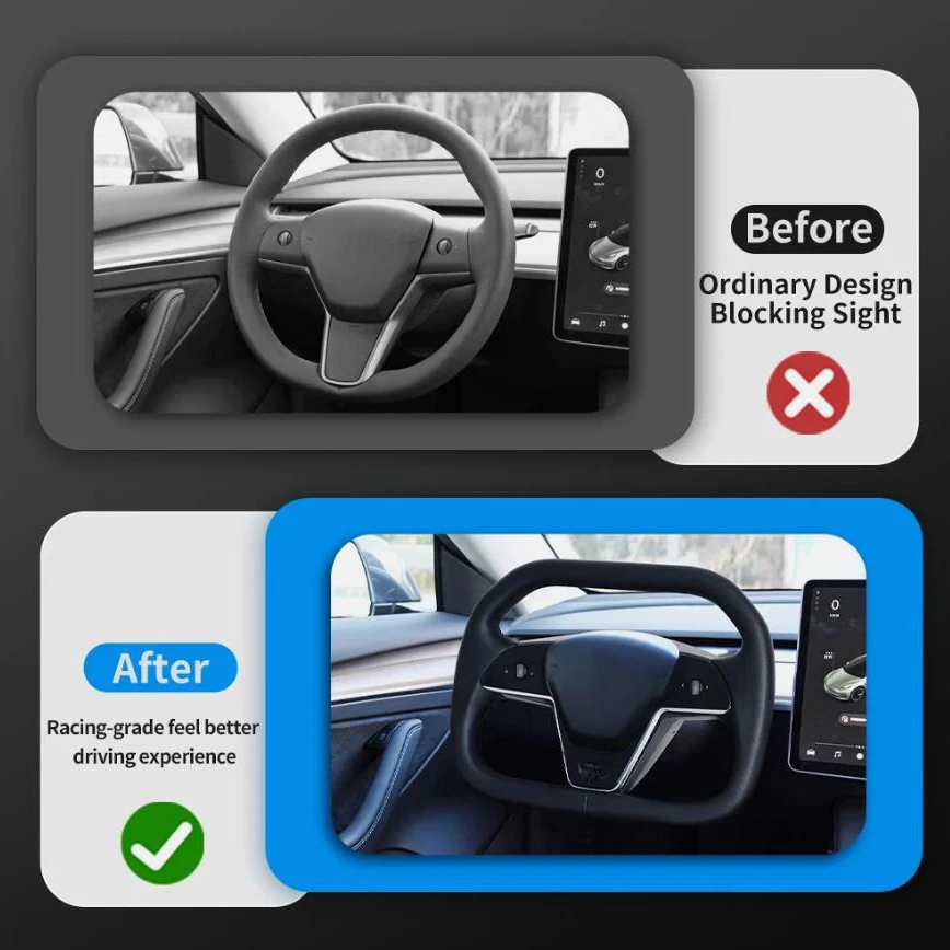 New Yoke Steering Wheel Cybertruck Style For Tesla Model 3 2016~2023 For Model Y 2020~2024 With Heated Nappa Leather Yoke Handle