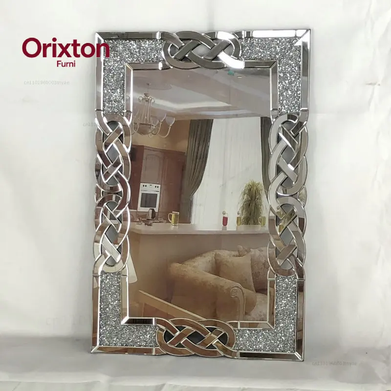 Light Luxury Mirror Broken Diamond Cross Entrance Table Entrance Table Nordic New Chinese Style Living Room Entrance Table