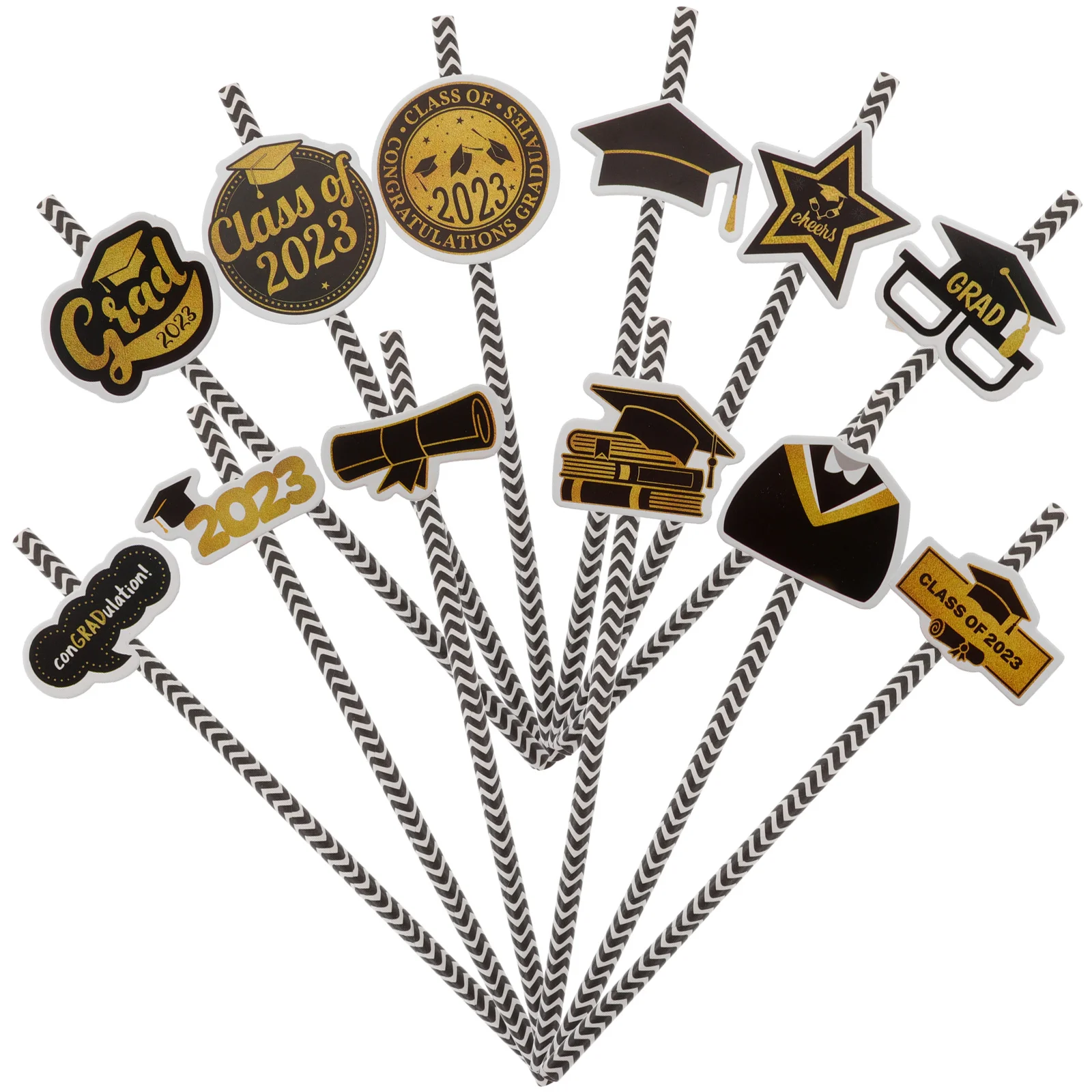 

24 шт. бумажные соломинки для выпускного сезона, коктейльные соломинки, длинные полоски для украшения питьевой вечеринки, выпускной сувенир