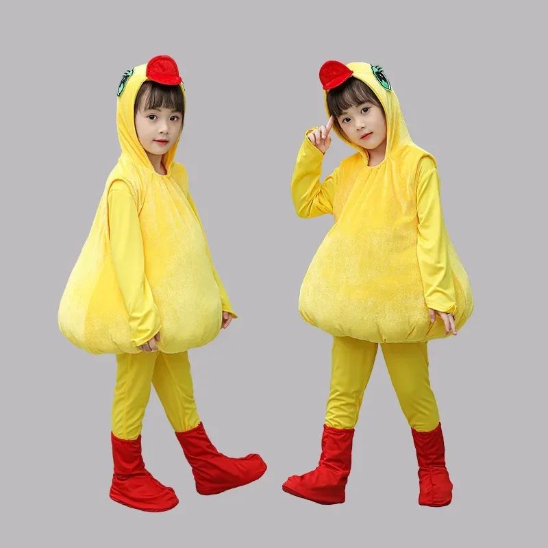 Costume da Halloween con cappuccio, pollo, pulcino, anatra, tuta gialla, per bambini, bambini, adulti