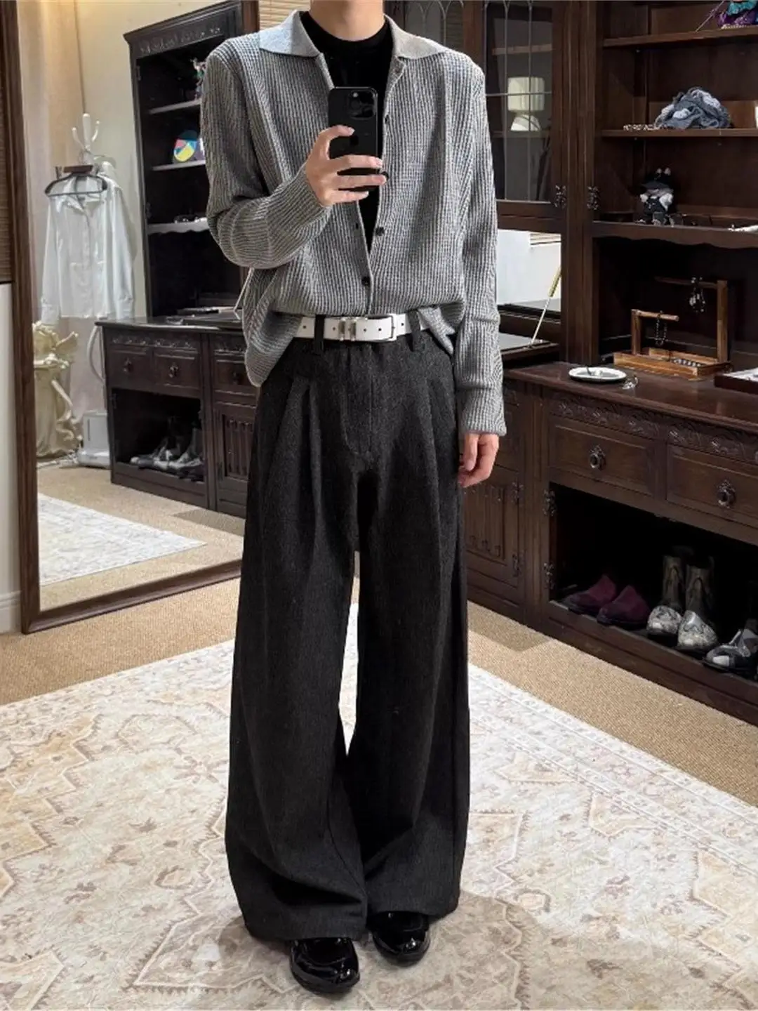 

Casual Straight Leg A-Line Wide Leg Double Pleat CleanFit Men's Pants Korean Sle Loose Fit Straight Tube Western Trousers