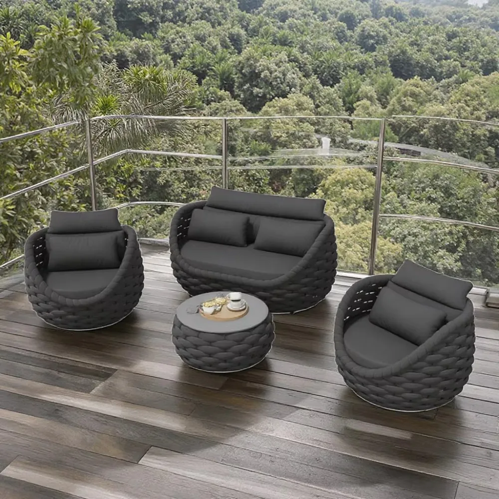 

Modern Outdoor Sofa Tea Table Set for Villa Leisure Durable Metal Furniture for Balcony Garden Courtyard Bedroom/Dining Stylish