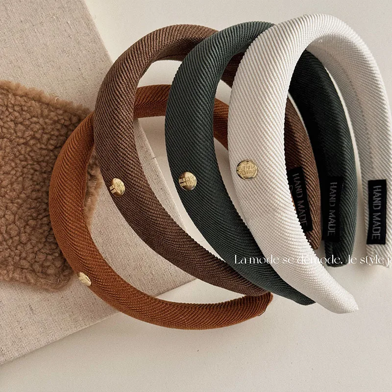 

New Padded Headband Solid Color Metal Buckle Hair Rope Stylish Autumn Winter Women Hair Accessories Hairbands