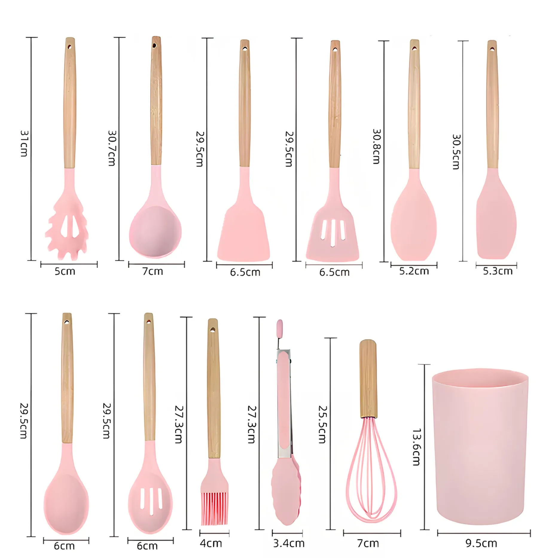 33 pcs of silicone kitchenware, high-temperature resistant spatulas, spoons, whisks and other sets, food-grade odorless cookware